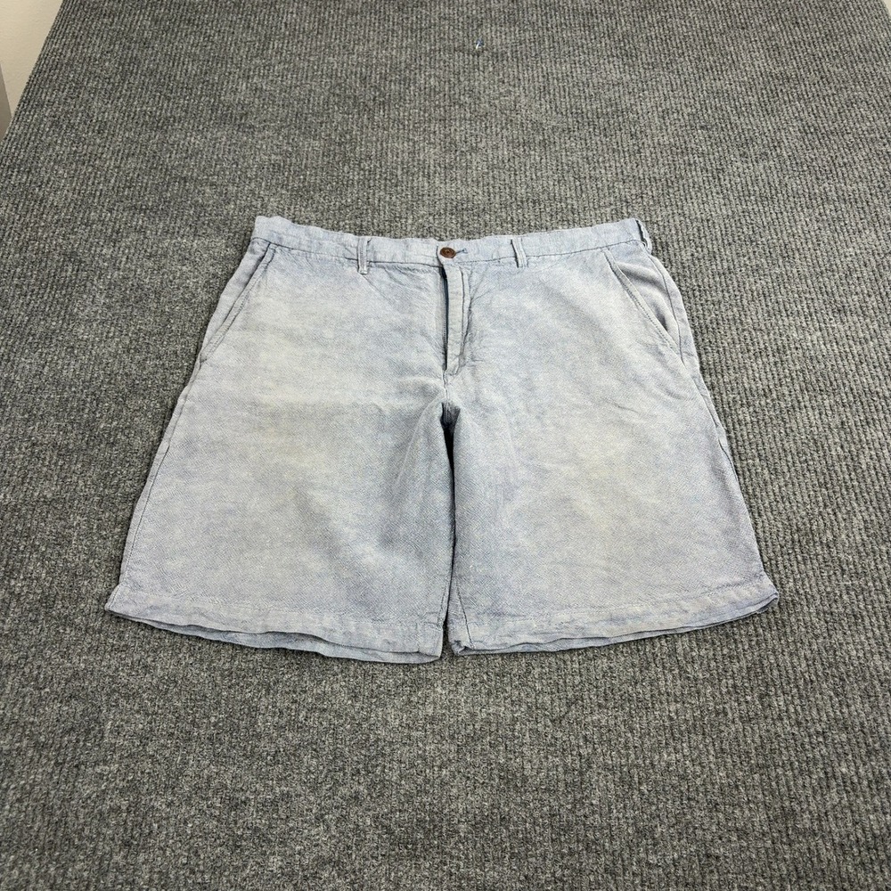 Gap Shorts Mens 36 Blue Linen Cotton Blend 10 Inch Inseam Casual Classic Summer